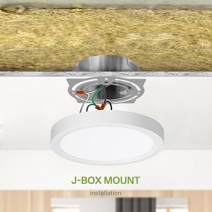 ASD LED 7" Round Flush Mount Ceiling Light Fixture, Low Profile Surface Lighting | 5CCT, Dimmable, Ultra-Thin, ETL Listed | 15W 1260LM 2700-6000K 120V | Kitchen, Bedroom, Hallway Lamp | White, 6 Pack