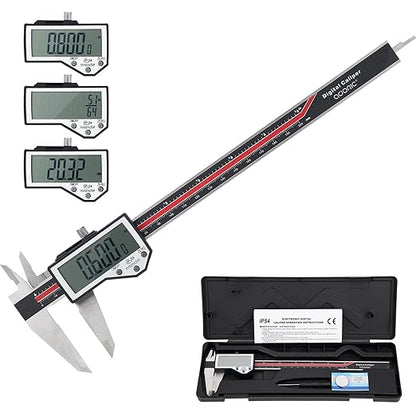 Digital Caliper, 8" Caliper Measuring Tool Extreme Accuracy Waterproof Electronic Vernier Caliper Industrial Stainless Steel Digital, Durable Measuring Tool with Large LCD Screen