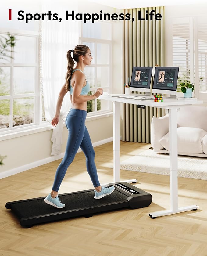 SANODESK Electric Standing Desk 48 x 24 Inches Whole-Piece Desktop Height Adjustable Stand Up Desk w/6-Button Controller Ergonomic Computer Desk for Home Office, White Frame + White Tabletop