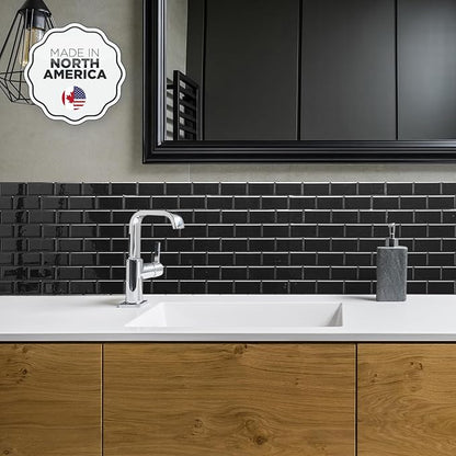 SMART TILES Peel and Stick Backsplash - 10 Sheets of 10.95" x 9.70" - 3D Adhesive Peel and Stick Tile Backsplash for Kitchen, Bathroom, Wall Tile, Subway Nero
