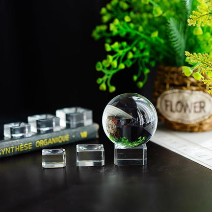 ZEERSHEE 6 Pack Square Crystal Display Bases for 3D Laser Balls 6pcs Glass Stands for Crystals Resin Acrylic Art Home Decoration