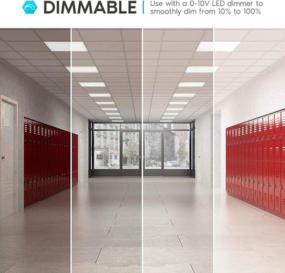2x4 FT LED Light Flat Panel, 30-72W, 5 CCT 3K | 3.5k | 4K | 5K | 6.5K, Dimmable Recessed Drop Ceiling Lights, 3750/5000/6250/7500/9000 Lumen, Lay in Fixture for Commercial 120-277V, ETL DLC(6 Pack)