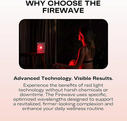 EMR-TEK Firewave | Red Light Therapy for Face & Body, Blend of Red (630nm 670nm) & Near-Infrared (830nm) Light | Portable LED Lamp for At-Home Skincare Wellness, Supports Recovery & Full-Body Sessions