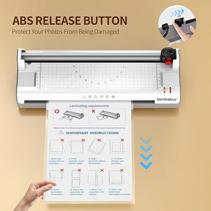Laminator Machine 13Inch Wide with 120 Letter Size Laminating Sheets for A3/A4/A6,11X17 Thermal Hot&Cold 2 Roller Laminated 3-5Mil with Paper Cutter, Corner Rounder for Office Home School Teacher Use