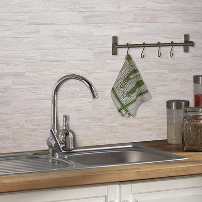 AULIGET 4-Piece Beige Slate Peel and Stick Backsplash Wall Tiles, 3" x 6" PVC Faux Stone Stick on Tile for Backsplash Kitchen, Bathroom, Laundry Room, Camper, Fireplace