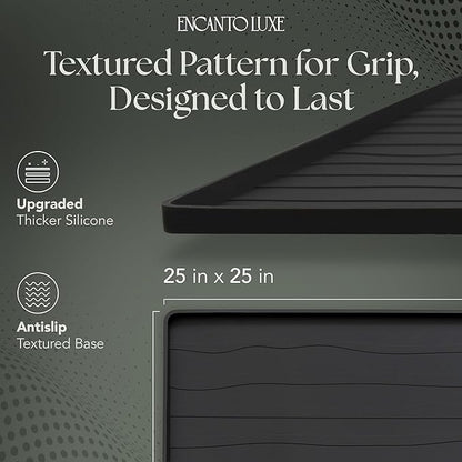 2 PC Washer and Dryer Topper Protector Mat 25"x25", Laundry Washing Machine Top Cover Non-Slip, Waterproof, Silicone Large Washer and Dryer Covers for Top, Dark-Grey (Onyx) Dryer Top Protector Mat