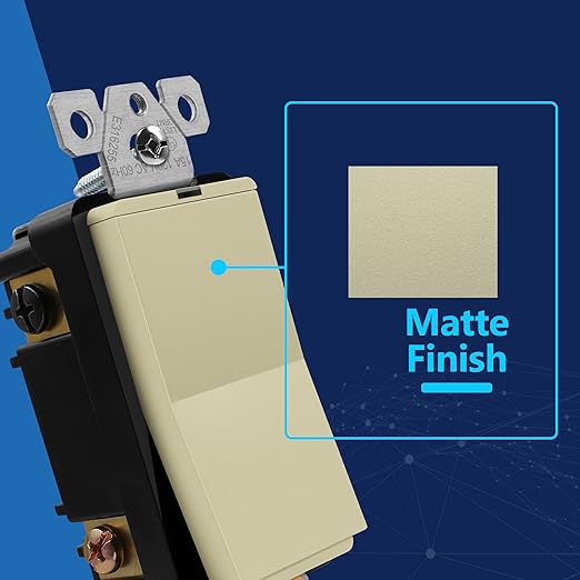 LIDER Minimalist Design Matte Finish Lighted 4-Way Decorator Light Switch, Four Way Frameless Rocker Switch, Residential/Commercial Grade, 15A 120V/277V, UL Listed, LS15-4W-I, Ivory