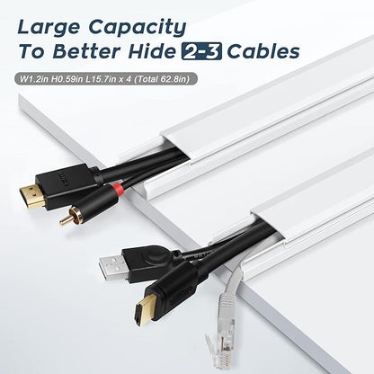 YCLYC 62.8in Cable Cover Wall, Beige Wire Cover for Wall, Paintable Cord Cover Wall Kit, Cord Hiders for TV on Wall, Hide Cords Wall Mounted TV - Cord Concealer Cable Channel 4xL15.7in W0.98in H0.5in