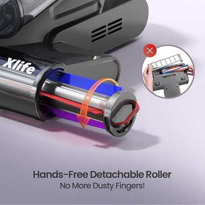 Xlife Mattress Vacuum Cleaner, Bed Vacuum with 2 Roller Brushes for Pet Hair, 253.7nm UV-C Light, 140F° Heating, 550W 16KPA Suction, HEPA Filter Couch Vauum for Bed, Sofa, Pillow, Baby Crib (Corded