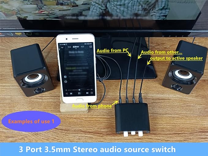 New D3 3(1)-in-1(3)-Out 3.5mm Stereo Audio Switch Source Input Signal switcher selector Splitter Box Mini