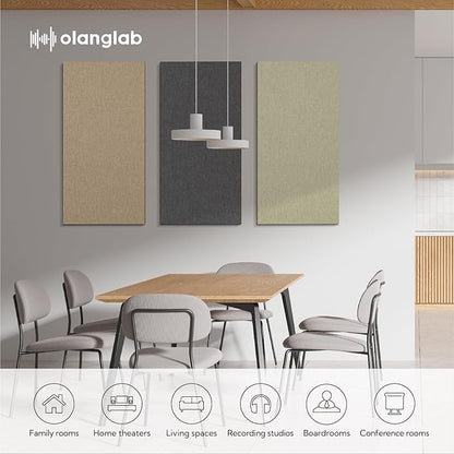 Olanglab Acoustic Panels 2 Pack, 48''x24'' Large Sound Panels, Fabric Wrapped Sound Proof Foam Panels for Walls, Sound Absorbing Panels for Recording Studio Acoustical Treatments (Ivory)