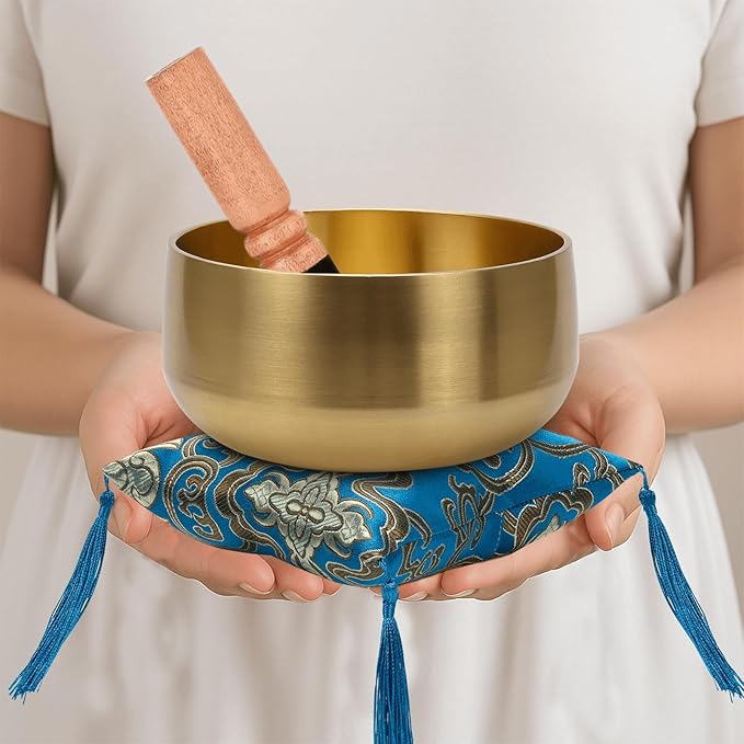 Large Tibetan Singing Bowl Set - 6" Handcrafted Meditation Sound Bowl for Yoga, Mindfulness, Chakra Healing & Stress Relief | Complete Kit with Cushion & Mallet | Spiritual Gifts for Beginners 6 Inch