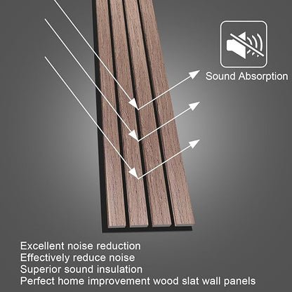 NeatiEase Wood Wall Panels, 9 Feet Acoustic Slat Wall Panels for Interior Wall Decor and Noise Reduction, Decorative Slat Wall Paneling, Smoked Oak, 4-Piece