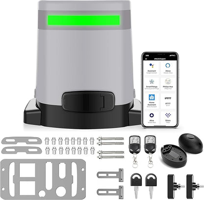 Blütezeit 1400lb Sliding Gate Opener, Solar Power | WiFi Control | Built-in Battery Backup, Rack Driven Automatic Slide Gate Motor with Remote Complete Kits (Racks & Solar Panel NOT Included)