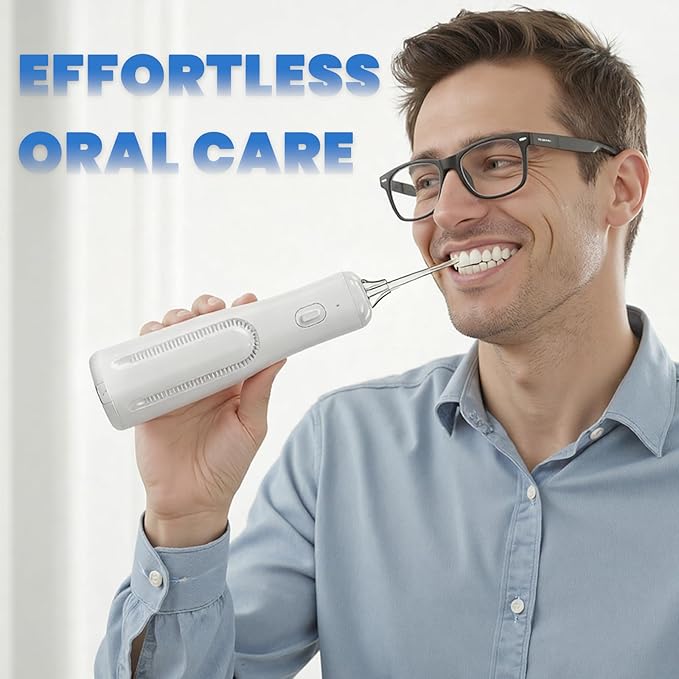 Now Bird Water Dental Flosser Teeth Pick: Portable Oral Irrigator, 3 Modes Cordless Water flosser,Battery Operated, IPX5 Waterproof Flossing Machine for Teeth Cleaning for Travel Home - White