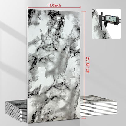 Wall Panels Peel and Stick，PVC Imitation Artificial Marble Tiles Sticker，20 pcs 23.6" L x 11.8" W，Heat-Resistant Backsplash Tile，Ideal for Kitchen Bathrooms Living Rooms Bedrooms.