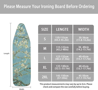 ZCFYGDX William Morris Prints Ironing Board Cover 3 Nylon Buckle Fastening Easy to Install Iron Decor Covers Standard with Elastic Edge Scorch Resistant Protective Covers for Iron Board 14x45 Inch