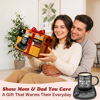 Coffee Mug Warmer - Fastest Heating & Highest Temperature, Coffee Cup Warmer for Desk Auto Shut Off, 4 Temp Settings & 1-12H Timer, Smart Electric Beverage Warmer for Coffee (Glossy Black)