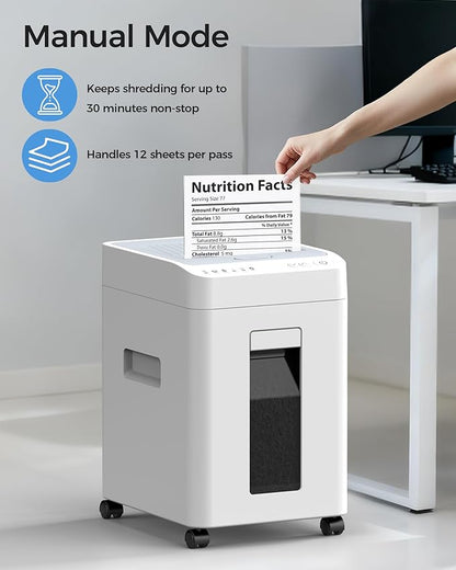 110-Sheet Micro-Cut Paper Shredder Auto Feed Shredders P-4 High Security for Home Office 6.8 Gallon Bin with Casters