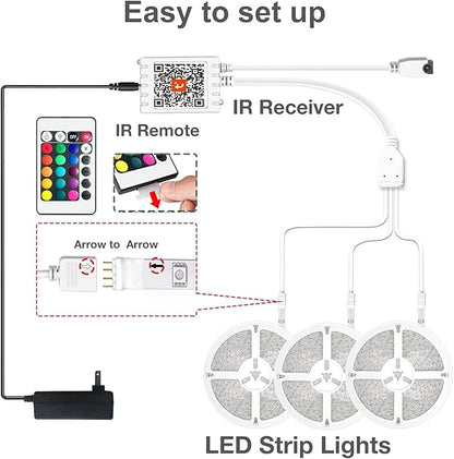 DAYBETTER Smart WiFi Led Lights for Bedroom 150 ft, Tuya App Controlled Led Strip Lights, Compatible with Alexa and Google Assistant, Color Changing Led Light Strip with Remote for Room Party Kitchen