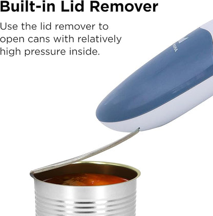 Kitchen Mama Auto 2.0 Electric Can Opener: Blade Opens Almost Any Can Pop or Soda Can - Automatic, Hands Free, Safe, Smooth Edge, Lid Remover, Battery Operated, Cordless, YES YOU CAN (Morandi Blue)