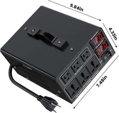 8000W Voltage Converter Transformer(110V to 220V or 220V to 110V) Step Up/Down Converter 110/120 Volt - 220/240 Volt w/US Power Cord,Circuit Breaker Protection, LCD Screen Display