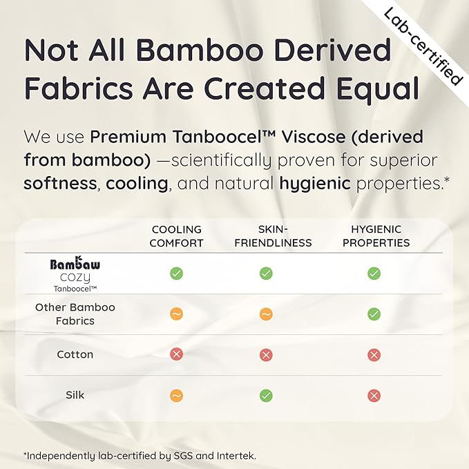 Bambaw 100% Viscose Derived from Bamboo Sheets King Size Set – 6pcs Deep Pocket King Sheets Cooling, Fits Up to 16'' with Elastic Corner Straps, Super Soft Bedding Set (Sand)
