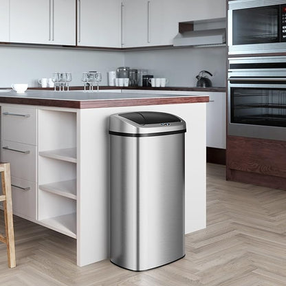 iTouchless 91 Liter / 24 Gallon Sensor 2.0 Kitchen Trash Can with Lid, Commercial Grade Automatic Stainless Steel Touchless Recycle Bin, AbsorbX Odor Filter, for Home, Office, Restaurant, Lobby, Store