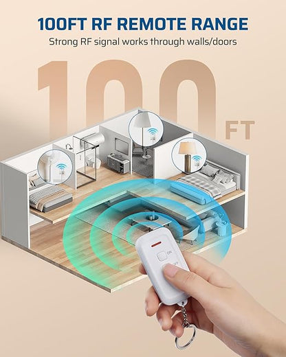 DEWENWILS Indoor Remote Control Outlet, Wireless Remote Light Switch, No Interference Remote Outlet Switch, No Wiring, 15A/1875W, 100ft RF Range, Compact Design, Programmable