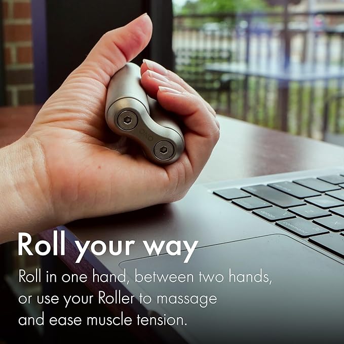 ONO Roller - Handheld Fidget Toy for Adults | Help Relieve Stress, Anxiety, Tension | Promotes Focus, Clarity | Compact, Portable Design (Titanium, Junior Size - Titanium)