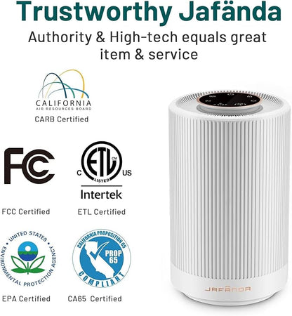 Jafanda Air Purifiers for Home Bedroom Coverage 450 sqft, 23 dB Air Cleaner with Brushless Motor, Effectively Remove Pollen Dust and Odor to Prevent Seasonal Air Diseases, Night Light