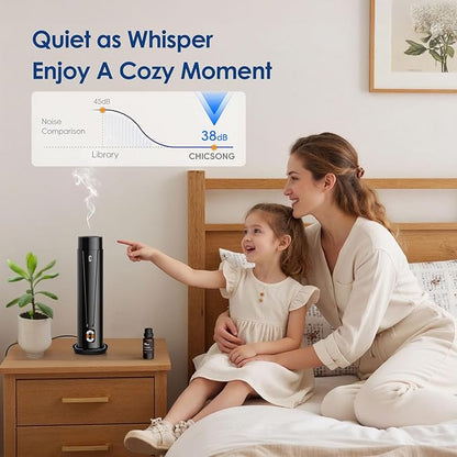 Waterless Scent Diffuser – 1200 Sq Ft Coverage, Essential Oil Diffuser with Remote Control, Quiet Aromatherapy Diffuser with LED Light & Timer, Scent Air Machine for Home, Office, Hotel