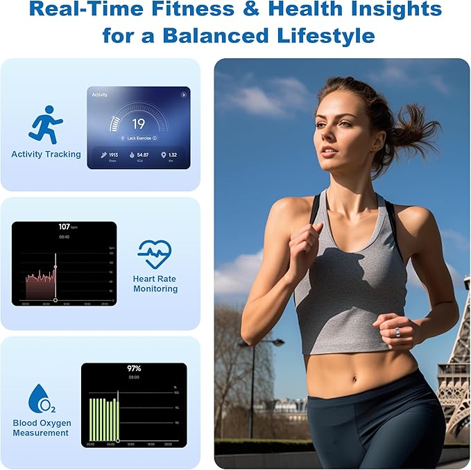 Smart Ring for Women Men, Valentine's Day Gifts, Minimalist Fitness Ring with Heart Rate, Stress, Sleep, Step, Calorie Tracking, 5ATM Waterproof for iPhone and Android,No Subscription (Silver, 6)