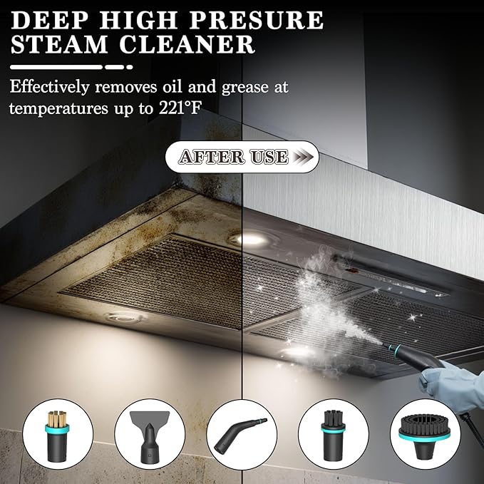 Steam Cleaner,15s Heat-Up 42.27oz Tank,2500w Handheld Steam Cleaner for Home with 15 pcs Accessories,Portable Steamer for Cleaning,kitchens,Grease,bathrooms,Grout,Tile,Bed Bugs,Floor,Couch and Car