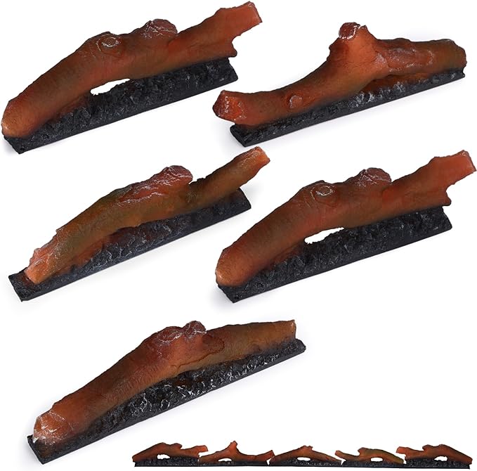 Electric Fireplace Wall Fireplace Recessed 3 Log Flame Colors Electric Fireplace Synthetic Resin Decoration Transparent Logs Flame for 50 inch Indoor Electric Fireplaces 5 Pieces