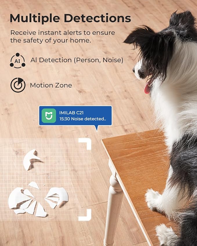IMILAB C21 2 Pack 2.5K Security Camera Indoor, Room Camera for Bedroom 360° View, Pet Cam w/Phone App & Speaker, Indoor Cam for Dog/Kid/Baby/Elderly, Plug-in, 2.4GHz WiFi, Local/Cloud Storage