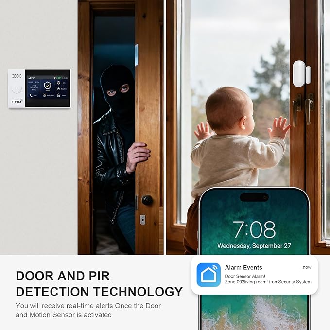 PGST WiFi Alarm System with 5MP HD Security Camera,Wireless Home Security System with Door Alarm Sensor,Motion Detector,The Older SOS Button,Tuya APP Instant Alerts for Villa,Apartment,Kids Safety