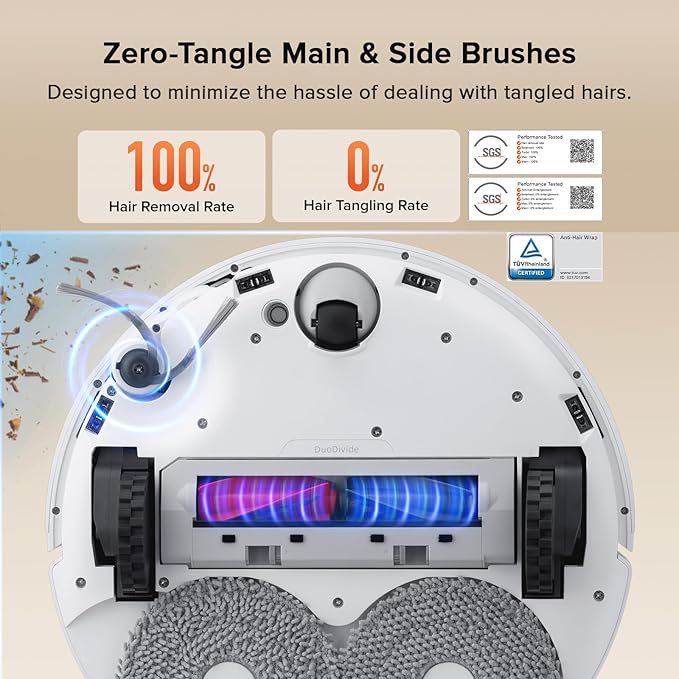 roborock Qrevo Curv S5X Robot Vacuum and Mop, 18500Pa Suction, Zero-Tangling Design, FlexiArm Side Brush, Reactive Tech Obstacle Avoidance, 10 Weeks Self-Emptying, Auto Washing for Hard Floor, Corner