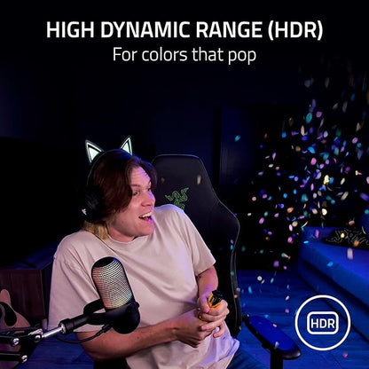 Razer Kiyo V2 Streaming Webcam: 4K 30 FPS, 1080p 60 FPS - AI Powered Auto-Framing - Built-in Microphone - Ultrawide Angle Lens - Privacy Cover - Works with OBS, Xsplit, Discord, Zoom, Teams - Black