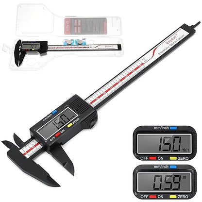 Digital Caliper, Esydon Upgraded Calipers 6 inch, Measuring Tool, Electronic Ruler, with Large LCD Screen, Auto-Off Feature, Inch and Millimeter Conversion, Plastic Case, Perfect for Household, DIY