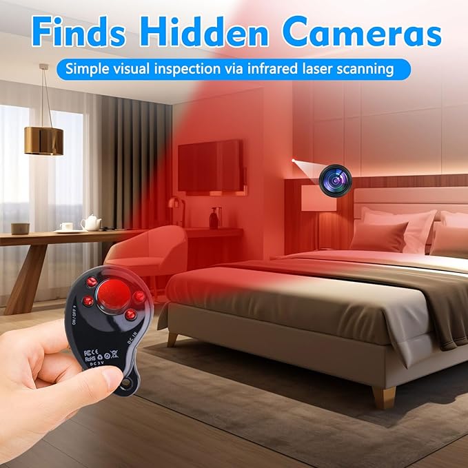 JMDHKK M8000 Hidden Camera Detector, Bug Detector,Camera Finder, Signal Detector for Hotels, Travels, Vehicles, Offices, Public Fitting Rooms (Black)