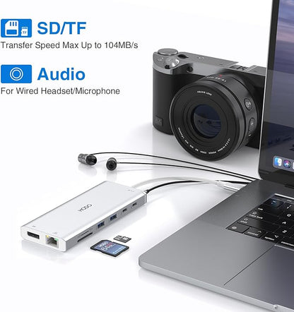 USB C Docking Station Dual Monitor HDMI for HP, Laptop Docking Station 3 Monitors Triple Display USB C Hub Adapter to 2 HDMI 4K,DP,Ethernet,6 USB,PD,SD/TF, Audio, USB C Dock 14 in 1 for Surface