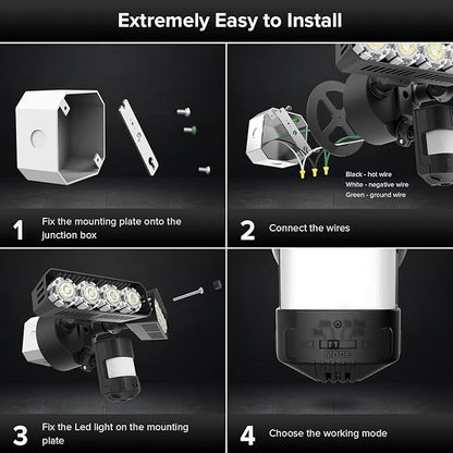 SANSI 36W 3600LM LED Motion Sensor Outdoor Light, 50,000 Hrs Lifespan Security Light, 350W Equiv 5000K Dusk to Dawn IP65 Flood Light, Super Bright for Backyard, Black, Bright Series, not Solar