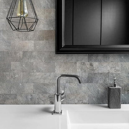 AULIGET 4 Pieces Mountain Rock Peel and Stick Backsplash Wall Tile, 3" x 6" PVC Faux Stone Stick on Tiles for Backsplash Kitchen and Bathroom, 4 Pieces