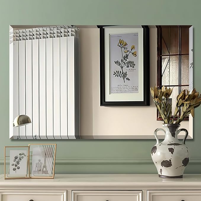 Mirrorons Beveled Mirror, Bathroom Mirrors for Wall 48" x 30", Frameless Rectangle Bathroom Mirror with Beveled Edge, Hangs Horizontally or Vertically