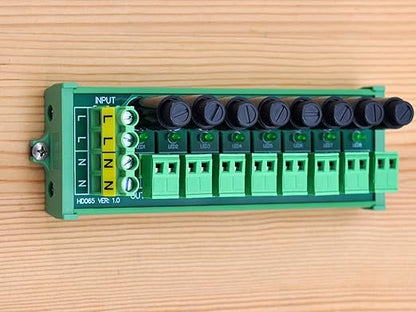Screw Mount AC 24-250V 8 Channel Pluggable Top Wiring Terminal Block Power Distribution Fuse Module, HCDC HD065VP