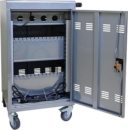 35 Device Mobile Charging Station for Laptops/Tablets/iPads/Chromebooks,35 Bay Lockable Charging Cabinet with Cable Management & Power Strip Included, Laptop&Tablet Storage Carts,Easy Assembly(Silver)