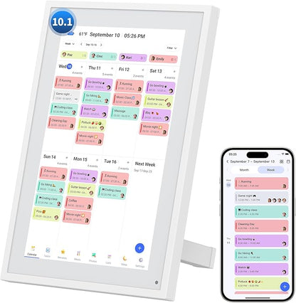 Calendar Digital 10.1 Inch, Digital Frame Combined Smart Touch Screen Electronic Wall Planner Family Organizer Chore for Family Schedules Gift for Mother Mom Women Grandpa