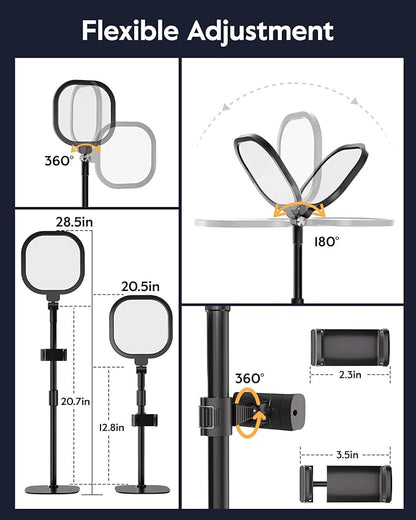 Video Conference Lighting for Zoom Meeting, Ring Light for Desk with Flexible Stand, 30 Light Modes Light for Video Recording, Desk Light & Memory Function for Zoom Calls, Video Streaming, Webcam