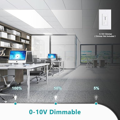 VocgoUU 36-Pack 2x4 LED Flat Panel Light Drop Ceiling Fixture, 50W 40W 30W Switchable & 3CCT Selectable (3000K/4000K/5000K), 0-10V Dimmable, 100-277Vac, ETL & DLC